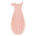 thumbnail image 4 of YiZYiF Kid Girl Off Shoulder Flower Girls Dress High Low Hem Wedding Birthday Party Dress Evening Orange Pink 12, 4 of 5