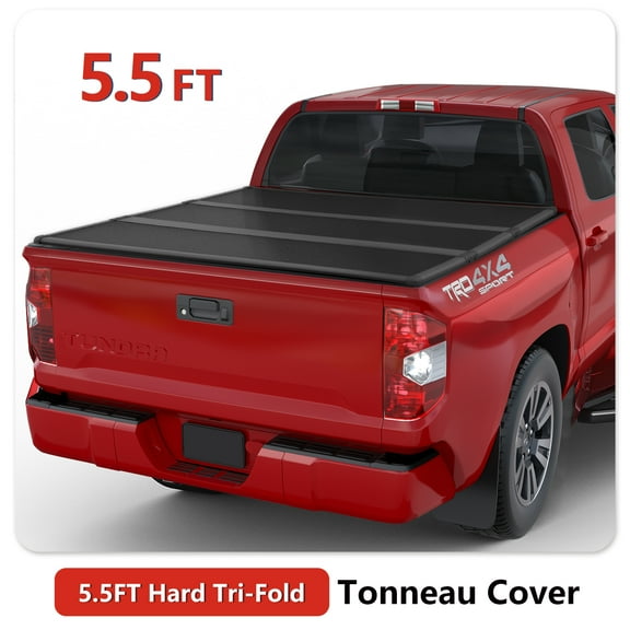 TOPRONE Hard Tri-Fold Tonneau Cover Fits 2007-2021 Tundra with 5.5ft (66.7in) Truck Bed w/ track system | On Top |