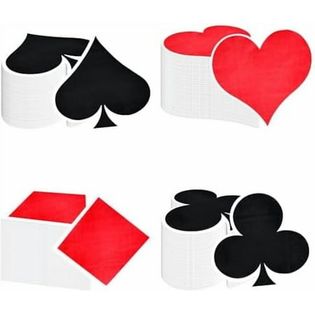 100 Pieces 2-Ply Casino Napkins Folded 6.2 x 6.2 inch Disposable Poker Paper Napkins for Las Vegas Theme Casino Night Party Supplies Beverage Napkins
