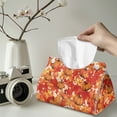 thumbnail image 2 of COEQINE Tissue Box Organizer Rectangular Tissue Container Napkin Tissue Box Cover PU Leather Tissue Case Holder for Bedroom Dresser, Nightstand, Dining Table, Pumpkin Red Maple Leaf, 2 of 7