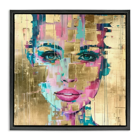 Stupell Industries Bold Hued Radiance People Painting Black Floater Framed Canvas Art Print Wall Art, 18 x 18