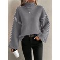 thumbnail image 6 of Women'S Chunky Knit Sweaters Fall Long Sleeve Mock Neck Oversized Pullover Tops Winter Fashion Clothes Grey L, 6 of 10