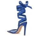 thumbnail image 3 of Steve Madden Utilize Ankle Wrap Lace-up High Heel Tie Up Open Toe Dress Sandals (7.5, BLUE U), 3 of 4