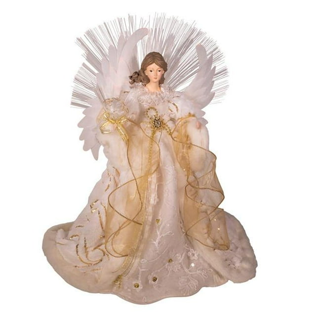 Kurt S. Adler AD0602 16 Po. Surmatelas en Fibre Optique LED Or & Blanc Angel Tree