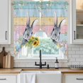 thumbnail image 6 of Easter Swag Valances for Windows 2 Pack, Kitchen Window Curtains 36 Inch Length, Spring Bunny Eggs Flowers Colorful Wooden Grain Privacy Swag Curtains for Living Room/Bathroom with Rod Pocket 36"x36", 6 of 8