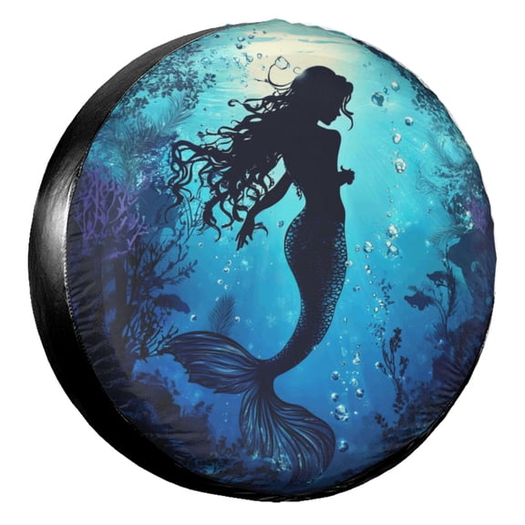 KAKALAD Beautiful Mermaid Silhouette 01 Spare Tire Cover Universal Vehicle Accessories Buckle Car Tools 14”in