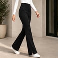thumbnail image 6 of MOONDU Women's Fleece Lined Flare Leggings with Pockets High Waisted Thermal Warm Bootcut Yoga Pants Winter Casual Trousers 8 Colors S-XXL, 6 of 9