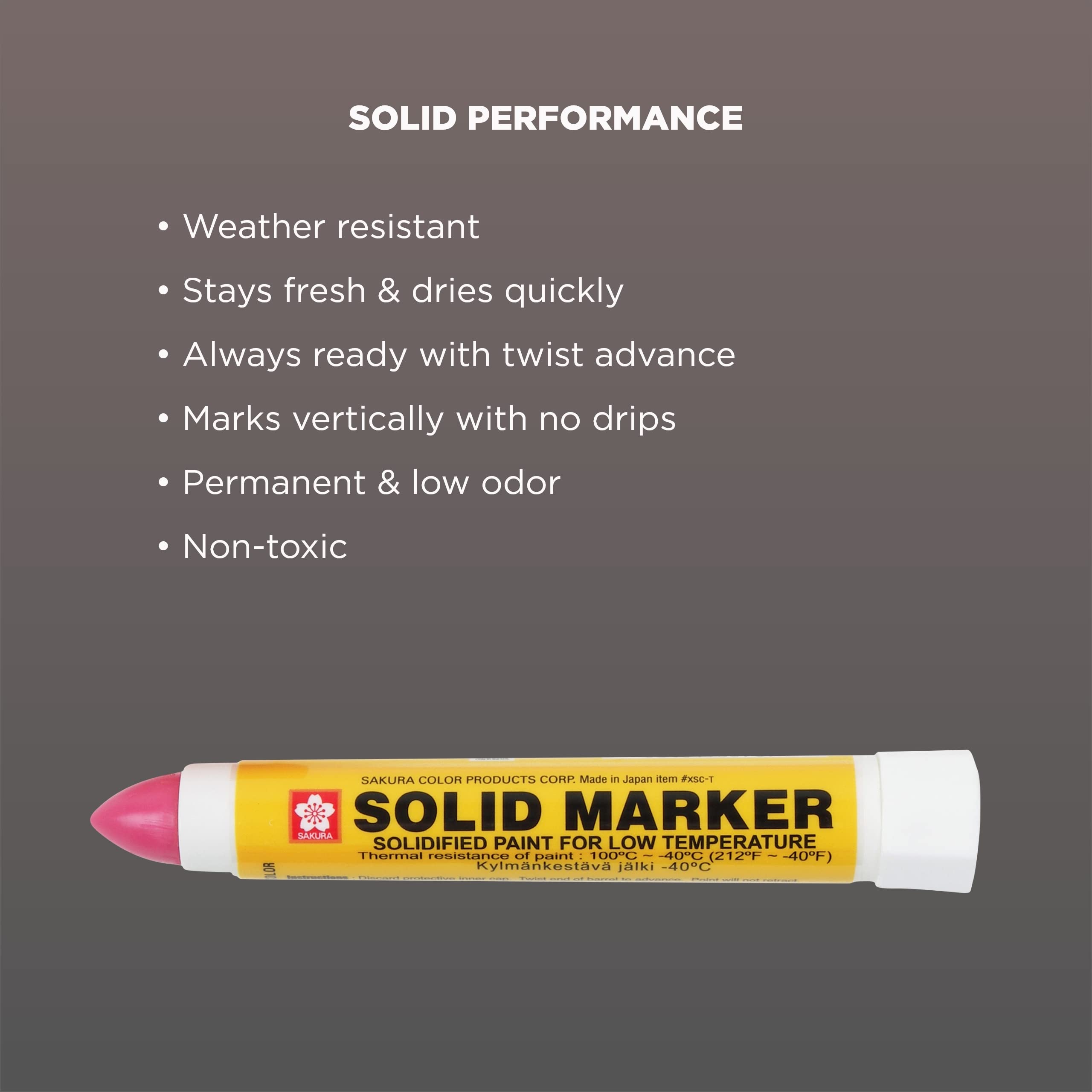 Sakura Solid Paint Markers with Twist Up Tip - Low Temperature Permanent Marker Pens - Window, Wood, & Glass Marker - Red Paint - 12 Pack