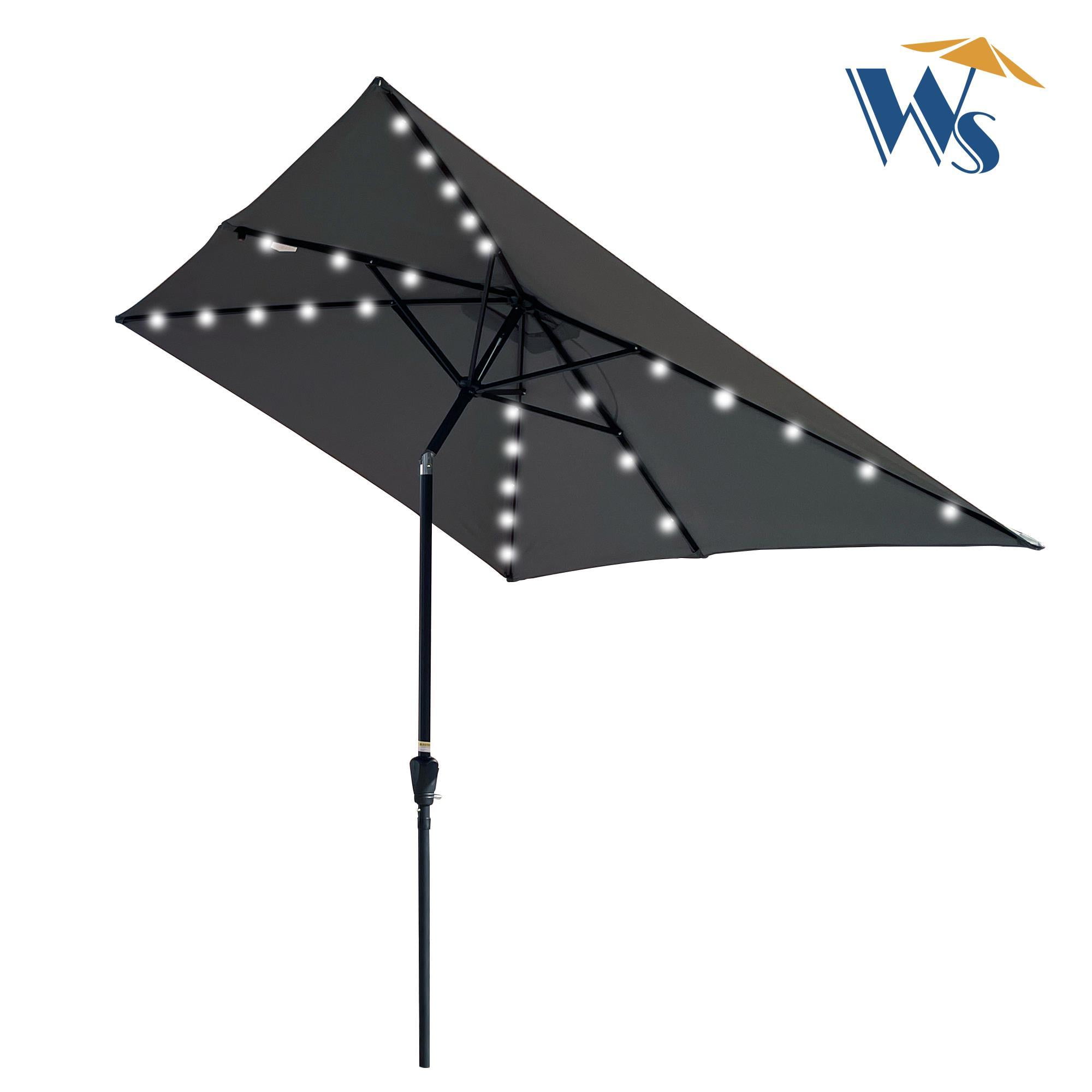 UBesGoo 10x6.5 ft Rectangular Solar LED Lighted Outdoor Market Patio Umbrella - Coffee