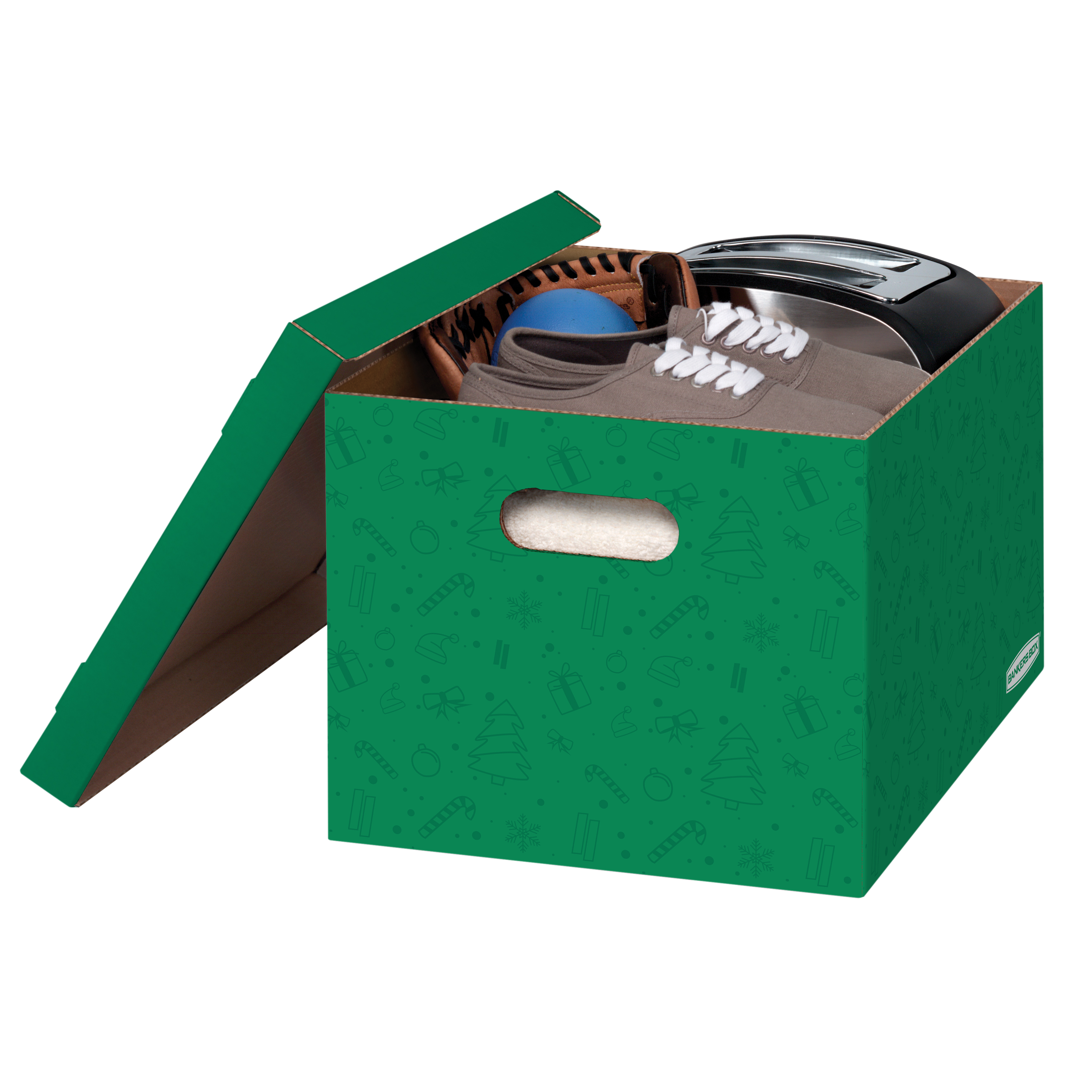 Bankers Box Holiday Corrugate Storage Box, 5-Pack, Green