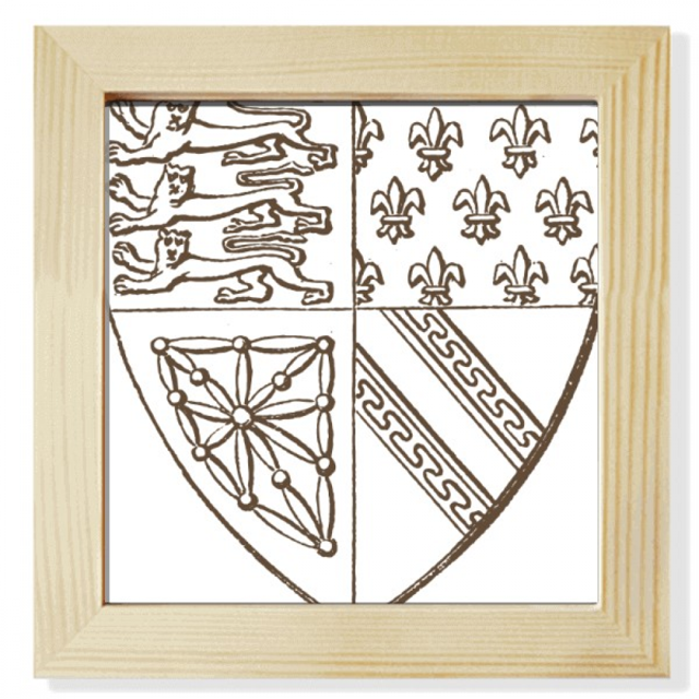 Negro, blanco, arte barroco Lion Shield pattern Pantalla de escritorio de pared de fotograma cuadrado