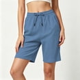 thumbnail image 7 of Summer Athletic Shorts for Women Drawstring Elastic Waist Casual Shorts Soft Cotton Knee Length Shorts with Pocket Summer Outdoor Short Pants Loose Comfort Short Bottoms, 7 of 7
