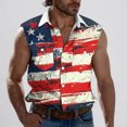 thumbnail image 2 of Ecqkame Men's Independence Day Tops Casual Retro Turndown Collar Sleeveless Jacket Shirt Loose Pockets Biker Tank Red-F M, 2 of 5