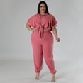 thumbnail image 4 of AURA Women Plus Size Two Piece Outfit Casual Knot Top Pants Set Summer Fashion, 4 of 7
