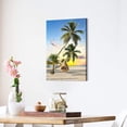 thumbnail image 4 of Beach Seaside Canvas Wall Art: Coastal Coconut Trees Painting Ocean Swing Hanging on Palm Tree Picture Seascape Sunset Artwork Decor for Living Room Bathroom 16" x 11", 4 of 6