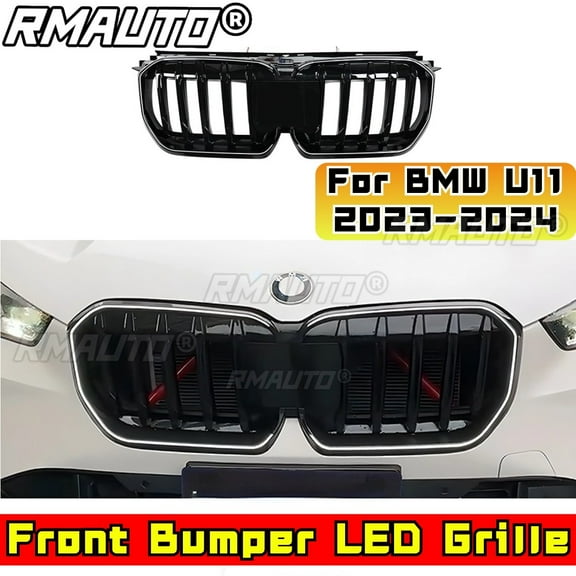 For U11 LED Bumper Grilll Car Front Racing Grill Body Kit Front Bumper LED Grille Grill For BMW X1 U11 2023-2024 Car Accessories
