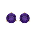 thumbnail image 3 of 4 Ct Round Cut Studs Purple Natural Amethyst 14K Yellow Solid Solid Gold Everyday Dainty Earrings Screw Back, 3 of 7