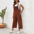 thumbnail image 2 of ZVNAΖH Womens Overalls Linen Cotton Jumpsuits Loose Adjustable Straps Summer Casual Plus Size One Piece Pants S-5XL, 2 of 6