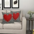 thumbnail image 6 of Valentines Day Pillow Covers 20X20 Inch Black White Stripes Red Heart Decorative Square Pillow Cases Valentine''s Day Cotton Linen Throw Pillows Set of 2 Home Decor for Sofa Porch Couch Outdoor, 6 of 6