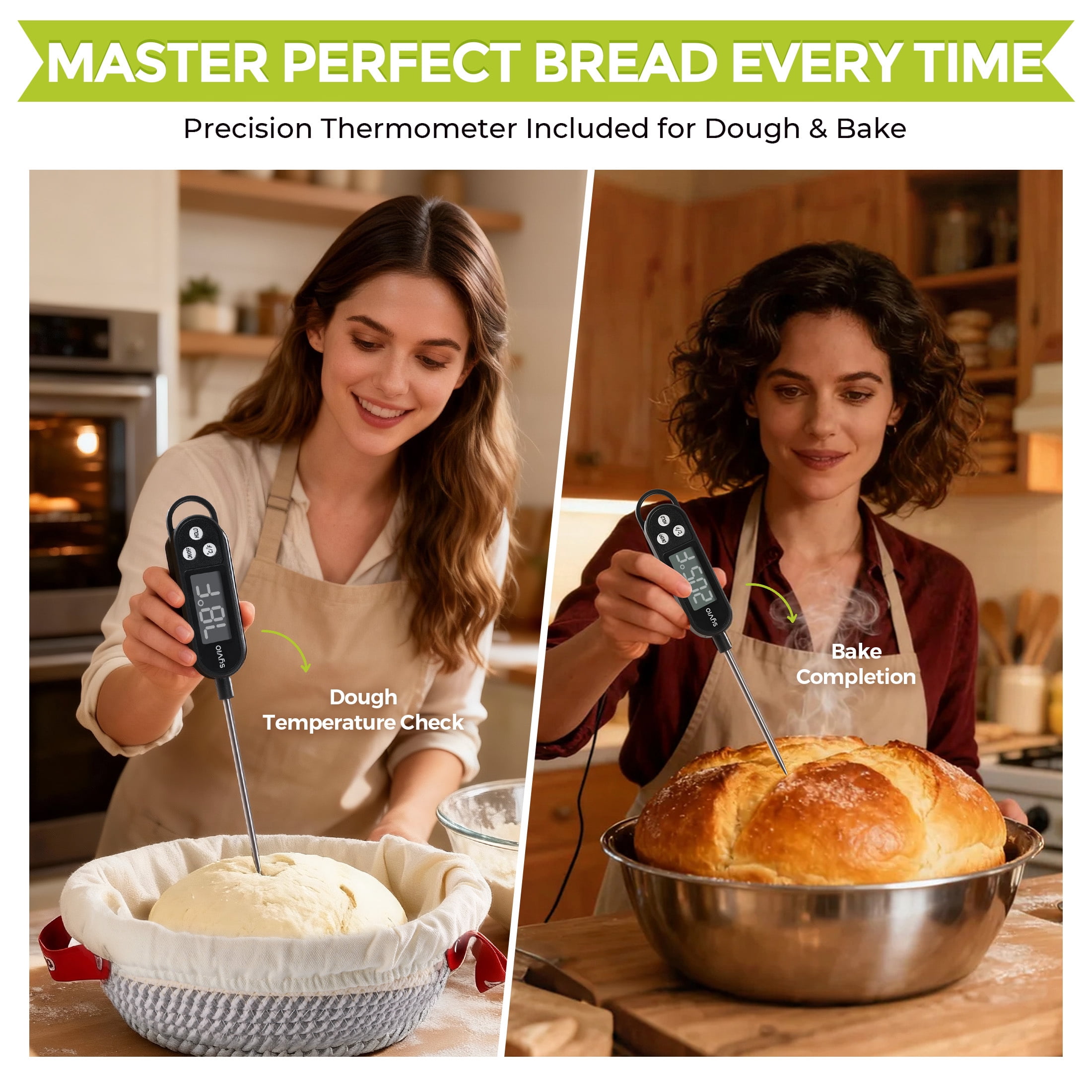 Syvio Bread Proofing Basket Set, 9" Round & 11" Oval Sourdough Proofing Basket with Liners & Covers, Bread Lame, Dough Whisk for Kitchen, Sourdough Starter Kit