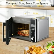 Uten Stainless Steel Countertop Microwave Oven, Digital Touchscreen with Presets, 0.85 Cu Ft, 1800W Fast Cooking, Silver