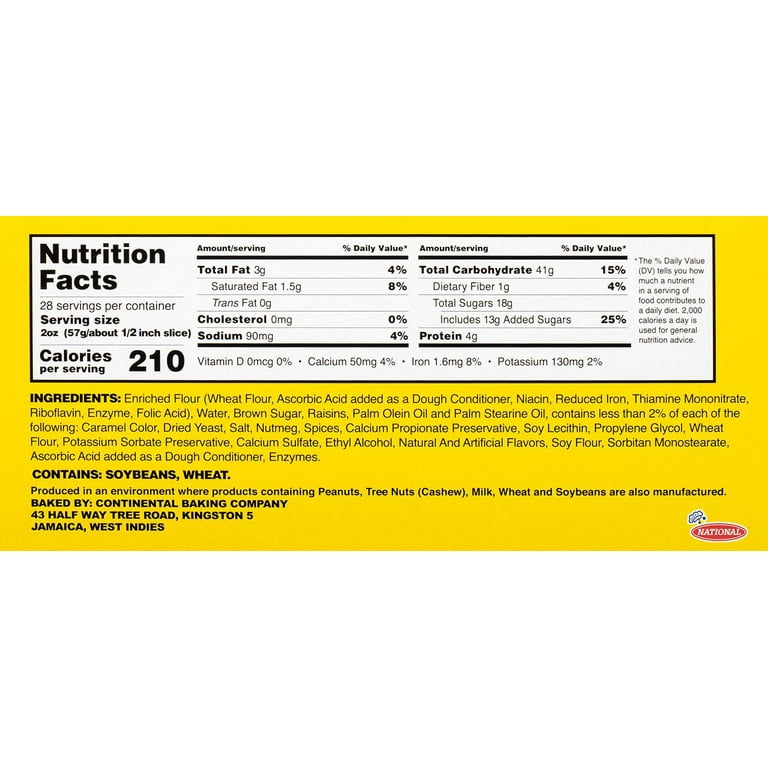 National Jamaican Easter Spice Bun, 35oz, Spiced with Raisins and