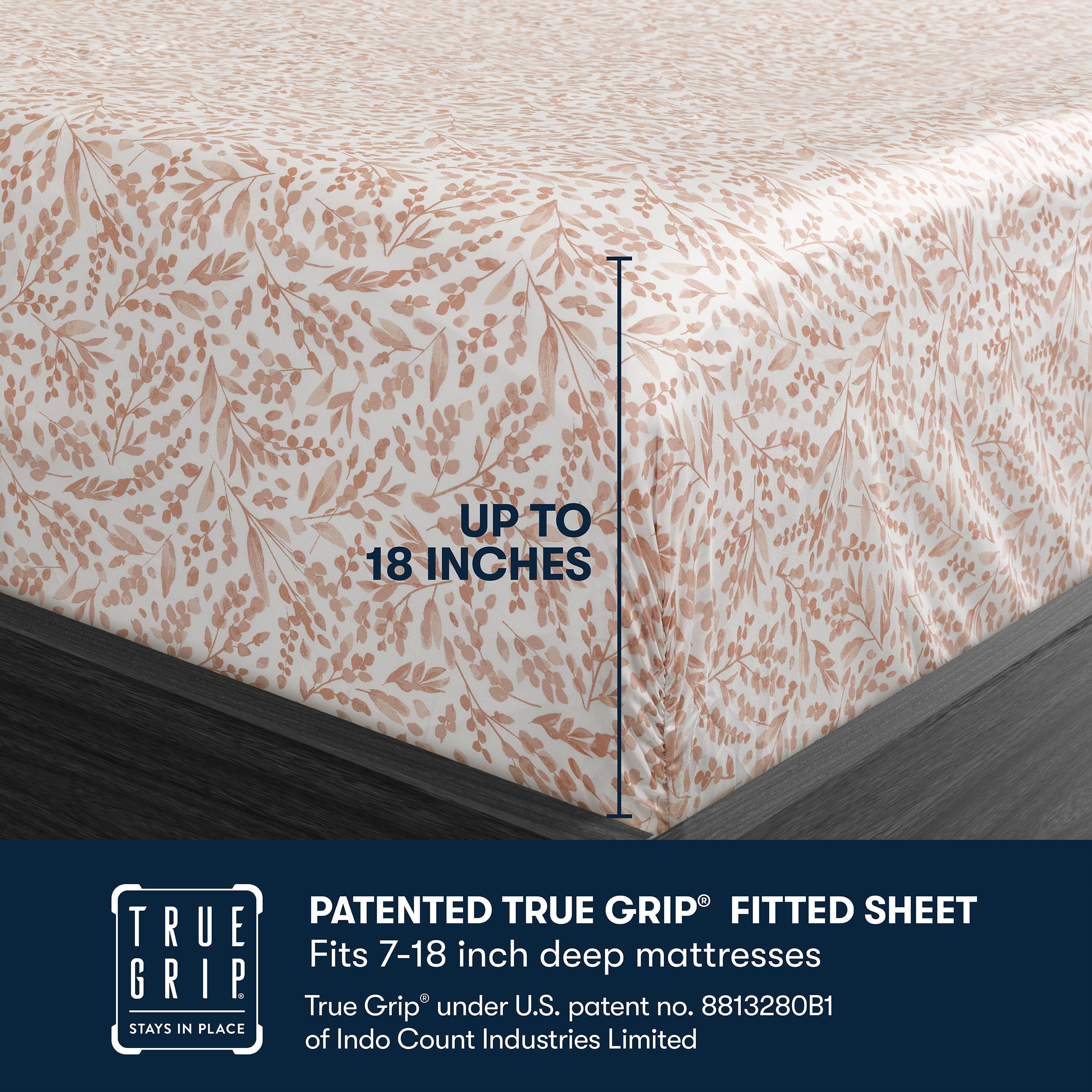 Serta 6-Piece 800 Thread Count Pink Botanical Print Cotton Rich Adult Bed Sheet Set, Queen - Deep Pocket