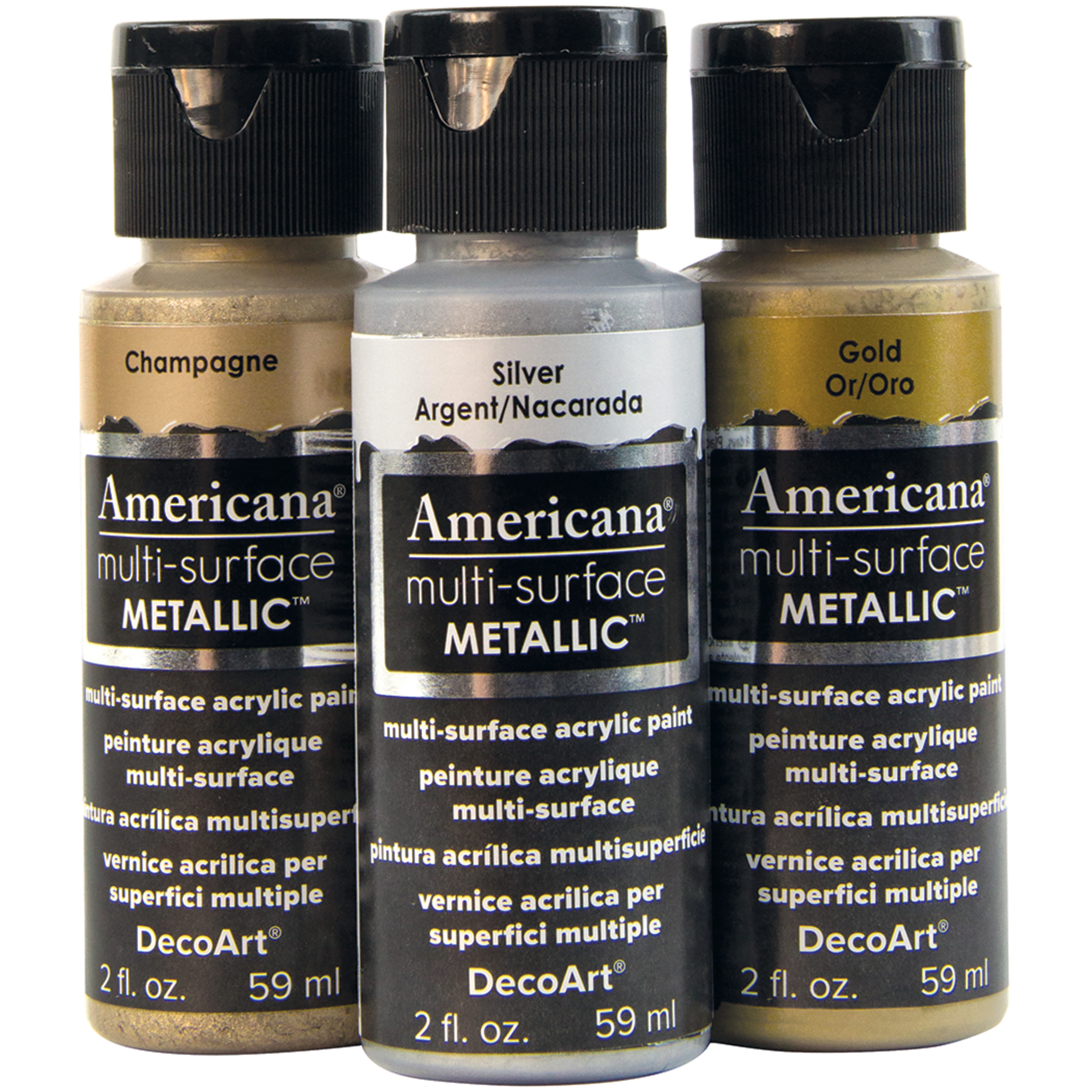 DecoArt Americana MultiSurface Acrylic Color, 2 oz., Metallic Silver