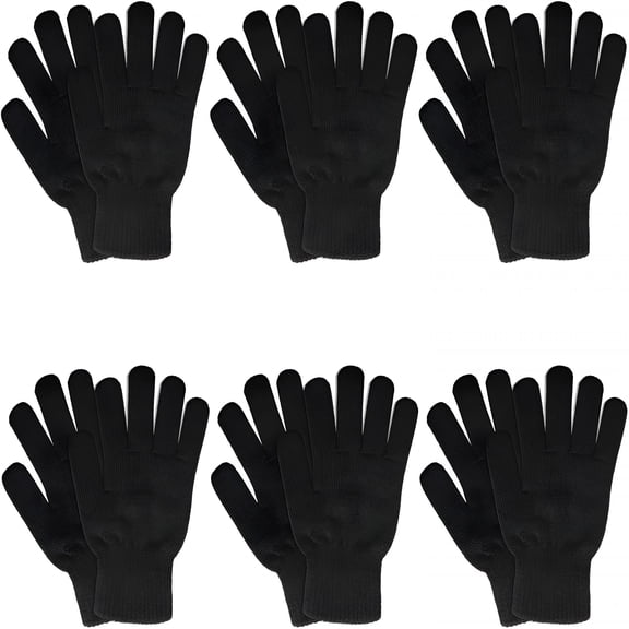 TELOLY 6 Pairs Winter Gloves for Women Men'S Warm Knit Gloves for Cold Weather Black Gloves for Driving Running Hiking