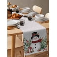 thumbnail image 6 of Gray Snowman Christmas Burlap-Cotton Table Runner 120 Inches Long,Green Xmas Tree Snowflake Farmhouse Table Runners,Outdoor Dining Tablecloths Decor for Baby Shower Party Wedding 13x120, 6 of 9