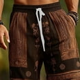 thumbnail image 5 of Tsivenald Linen Pants for Men Straight Leg Daily Trousers with Tribal Print and Elastic Waist Drawstring Mens Casual Pants, 5 of 5