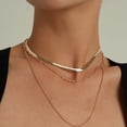 thumbnail image 4 of Gargantilla de serpiente Punk de Metal, cadena de ondas de agua doradas, cadena de hueso plano, cadena de cuentas redondas, collares multicapa, joyería oso de fresa Hogar, 4 of 5