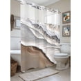 thumbnail image 3 of Beach Ocean Wave No Hook Shower Curtain and Liner Set Abstract Art Coastal Brown Gradient Shower Curtains with Snap-in Liner & See Through Top Window Hotel Style for Bathroom Decor 72x84 Inch, 3 of 8