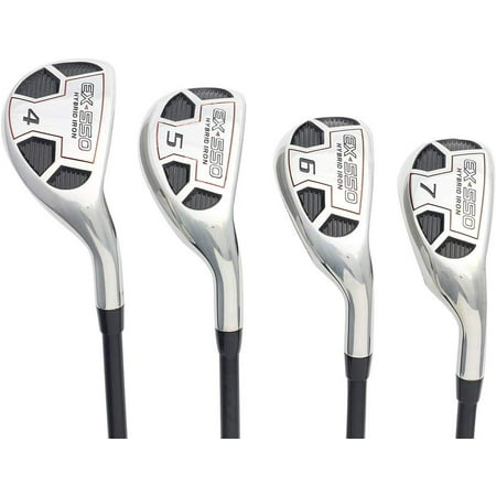 Men’s Powerbilt Golf EX-550 Hybrid Iron Set, which Includes: #4, 5, 6, 7 Senior Flex Right Handed Utility “A” Flex (Best Iron Sets For Senior Golfers)