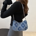 thumbnail image 5 of Willtoo Quilted Denim Shoulder Bag for Women Star Pattern Clutch Hobo Bag Small Tote Handbag with Zipper Closure, 5 of 5
