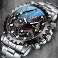 thumbnail image 1 of Reloj de pulsera de lujo para hombre, clásico, de acero inoxidable, cuarzo, luminoso y resistente al agua., 1 of 4