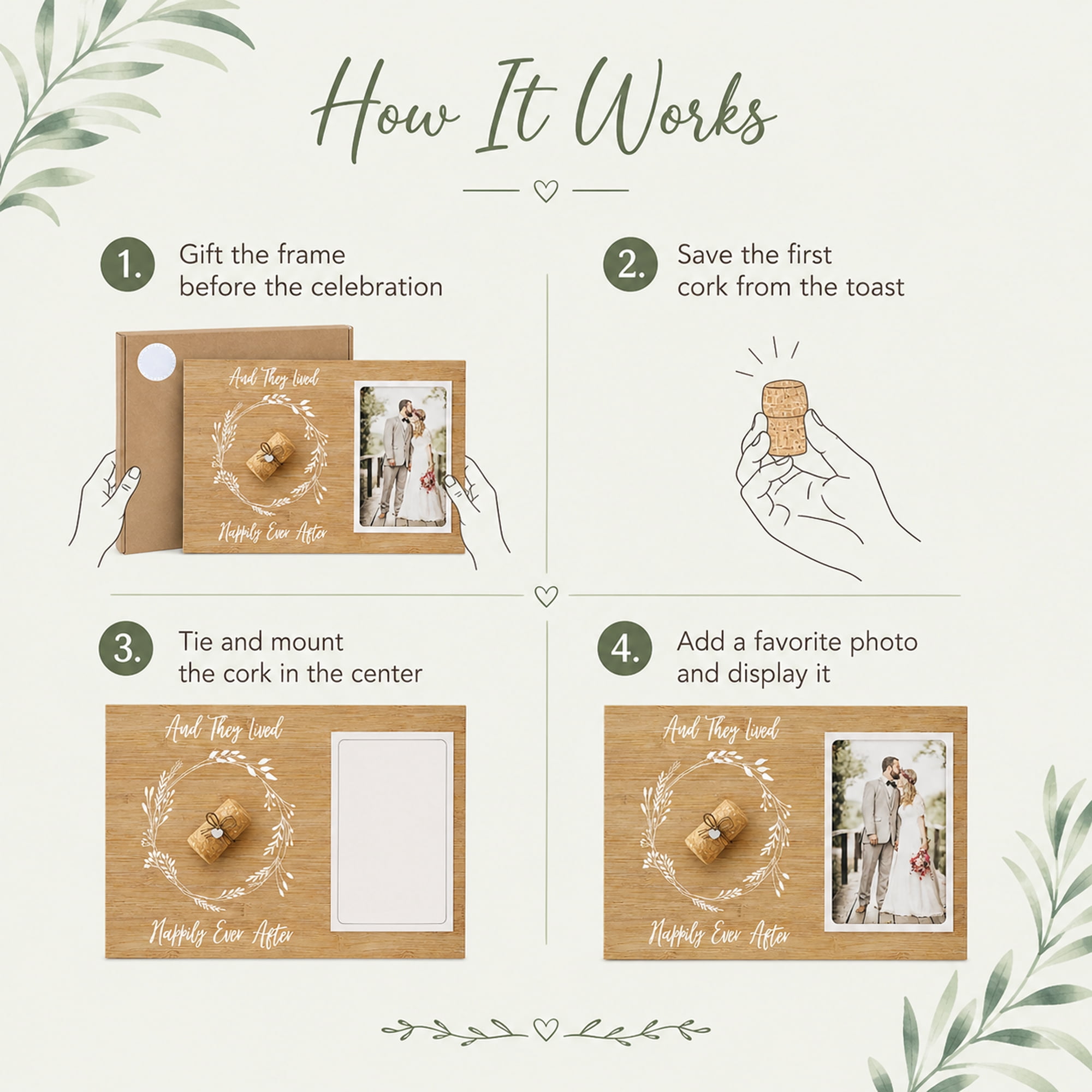 Wedding Cork Keepsake Frame, Bridal Shower Gift for Couple, Unique Newlywed Memory Frame with Gift Box, 7.5 x 12 in