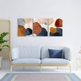 thumbnail image 5 of Framed Terracotta Blue and Orange Abstract Canvas Wall Art Set of 3 Burnt Orange Boho Wall Decor Navy Blue 3 Piece Mid Century Modern Wall Paintings Minimalist Naive Art Prints for Kitchen Living, 5 of 6