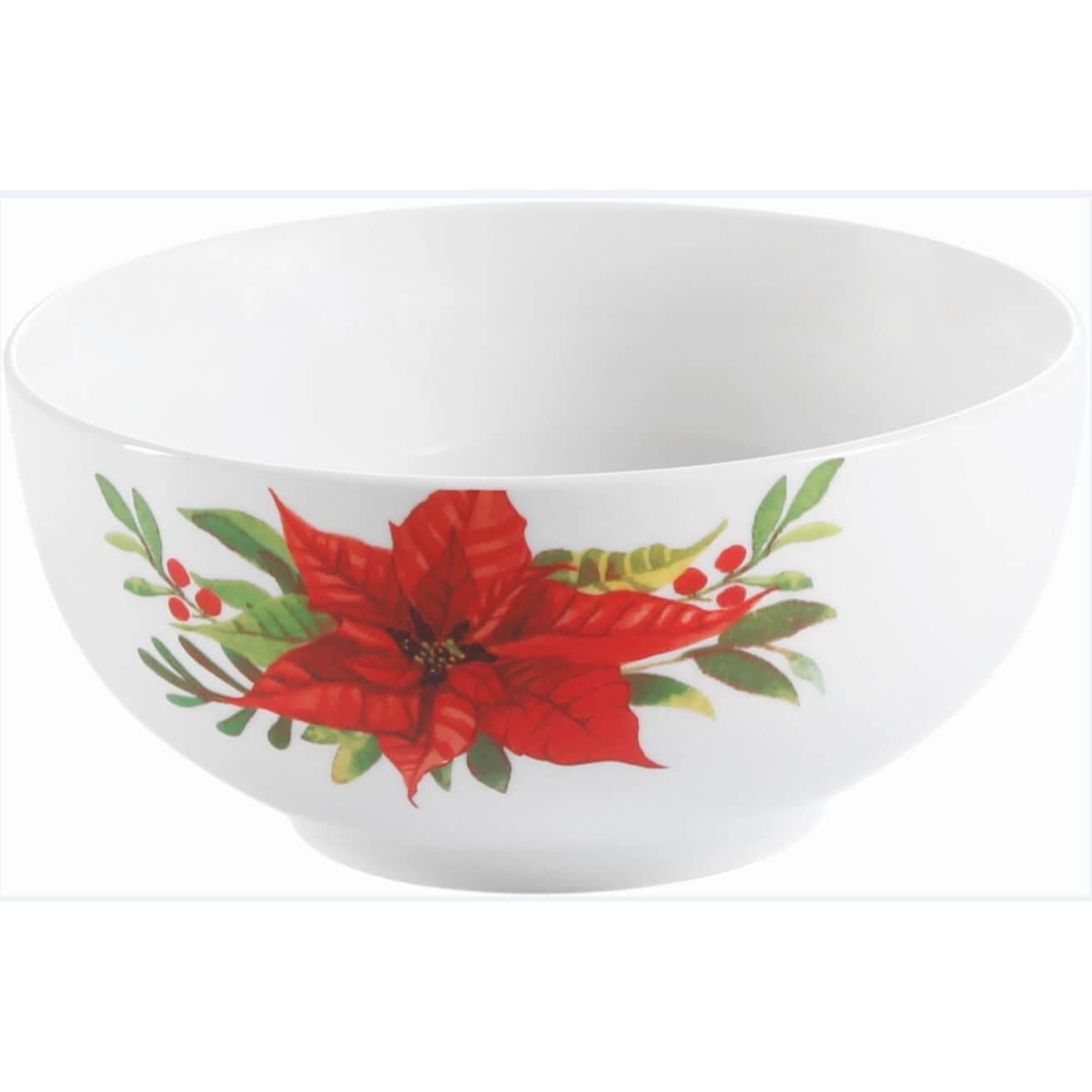 Gibson Home Magic Poinsettia 16 Piece Dinnerware Set, Fine Ceramic