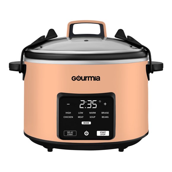 Gourmia 4.5 QT Programmable Slow Cooker, 5 Presets, Keep Warm, Stainless Steel