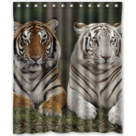 Clemson Tigers Shower Curtain - GreenDecor Feral But Cute Tiger Waterproof Shower Curtain Set with Hooks Bathroom Accessories Size 60x72 inches