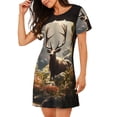 thumbnail image 2 of Fotbe Enchanted Deer In Cave Pattern Women's Cotton Nightgown Sleepwear Short Sleeves Shirt Casual Print Sleepdress, 2 of 6