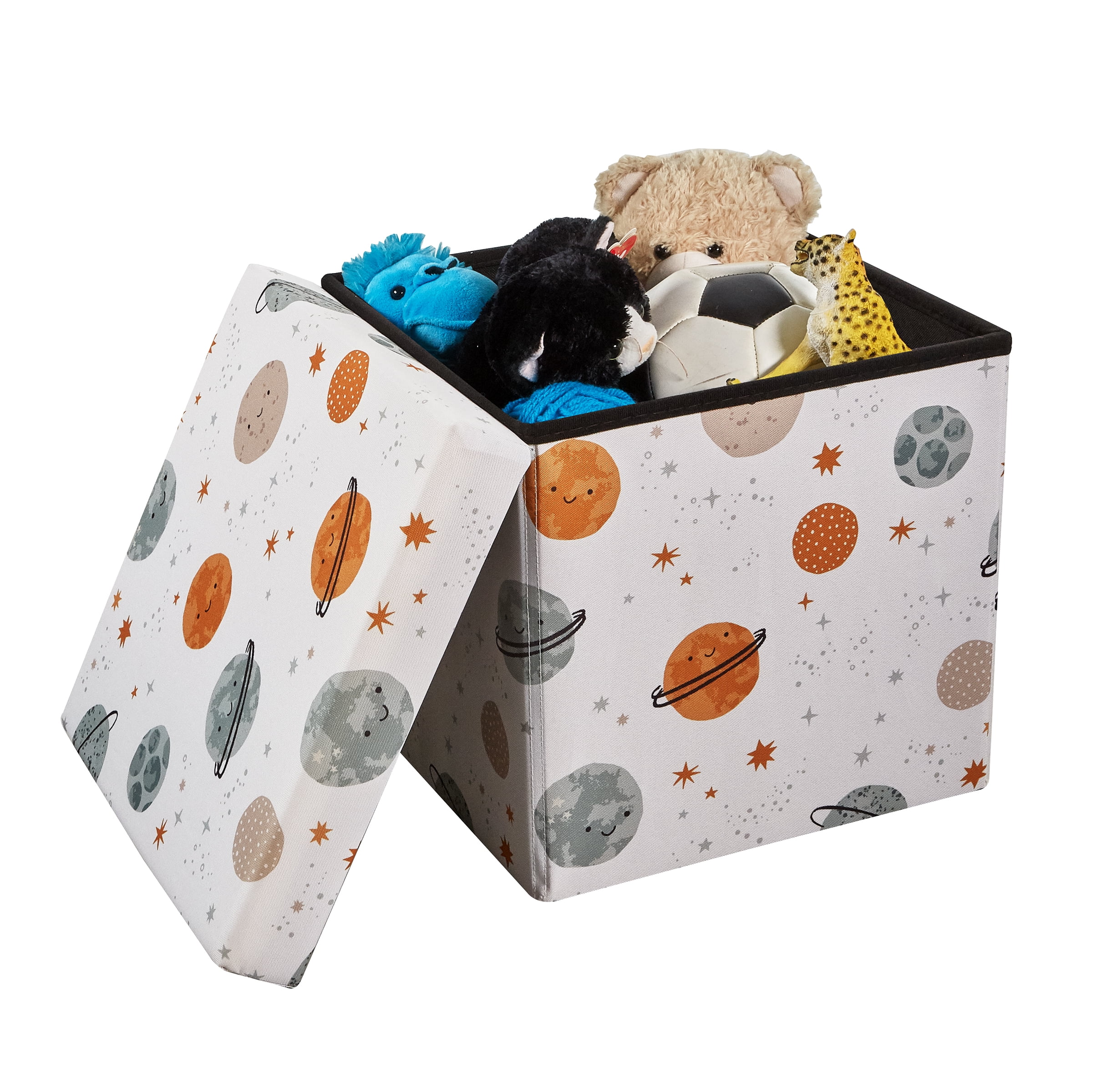 (2 pack) Kvell Kids 15 x 15 x 15 inches Collapsible Toy Storage Bin with Planet Design and Removable Lid