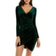 thumbnail image 4 of Vestido de fiesta de cóctel ajustado de terciopelo con escote en V y mangas largas para mujer, 4 of 7