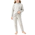 thumbnail image 2 of XRoczxe Kids Thermal Underwear Set, Boys Girls Striped Base Layer Pajamas, Soft Warm Long Sleeve Top & Pants for Winter Sleepwear, 2 of 6