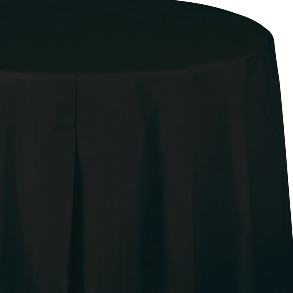 Black Round Plastic Tablecloths, 3 Count