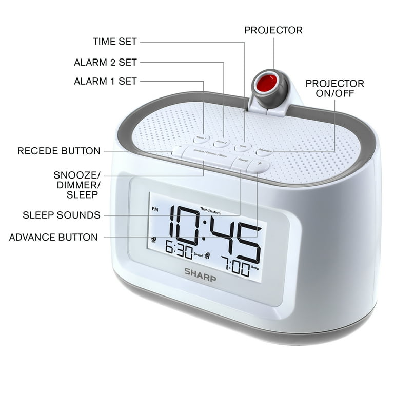SHARP Projection Dual Alarm Clock with 8 Soothing Sleep Sounds