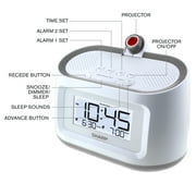 SHARP Projection Dual Alarm Clock with 8 Soothing Sleep Sounds, Easy to Read Display