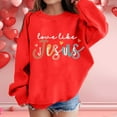 thumbnail image 2 of Toddler Girl Long Sleeve Sweatshirts Graphic Prints Sweatshirt Crewneck Cute Drop Shoulder Pullover Tops Size 4-5T ,Red, 2 of 5