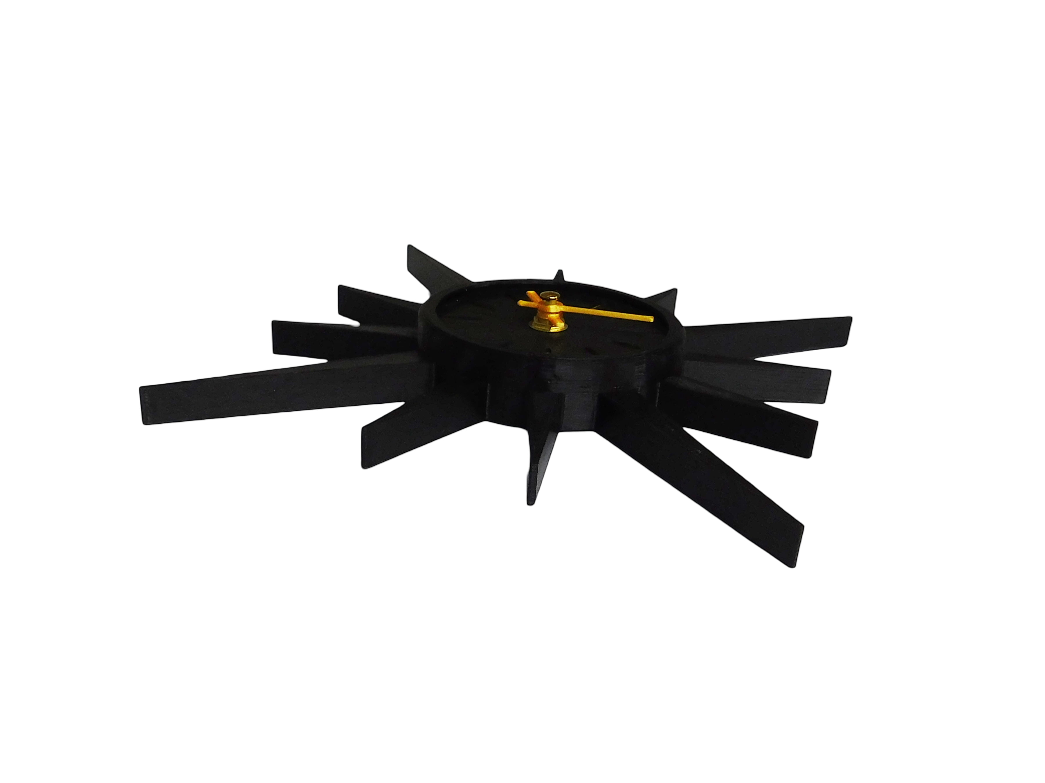 Small Mid Century Modern Sunburst Wall Clock – Atomic Starburst Clock – Retro Wall Decor – 3D Printed Black Clock with Gold Hands